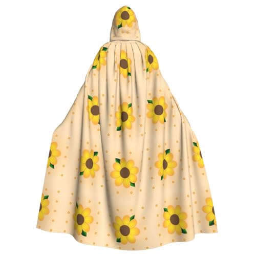 YYHWHJDE Kapuzenumhang mit goldenem Sonnenblumenbild, für Erwachsene, geeignet für Halloween, Cosplay-Kostüme, Weihnachtsfeiern von YYHWHJDE