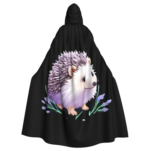 YYHWHJDE Kleiner Igel mit Lavendelmuster, Halloween-Umhang mit Kapuze, kein Reißverschluss, bequem für Kostümpartys YYHWHJDE Kleiner Igel mit Lavendelmuster, Halloween-Umhang mit Kapuze, kein Reißverschluss, bequem für Kostümpartys von YYHWHJDE