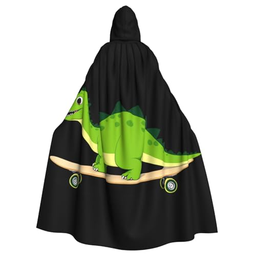 YYHWHJDE Kleiner grüner Dinosaurier auf Skateboard-Druck, Halloween-Umhang für Erwachsene mit Kapuze für Partys und Kostüme YYHWHJDE Kleiner grüner Dinosaurier auf Skateboard-Druck, Halloween-Umhang für Erwachsene mit Kapuze für Partys und Kostüme von YYHWHJDE