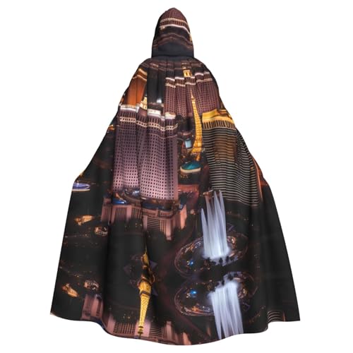 YYHWHJDE Las Vegas Night City Picture Adult Hooded Cape Hooded Cloak Suitable for Halloween, Cosplay Costumes, Christmas parties von YYHWHJDE