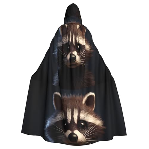 YYHWHJDE Little Raccoon Face Picture Adult Hooded Cape Hooded Cloak Suitable for Halloween, cosplay costumes, Christmas parties von YYHWHJDE