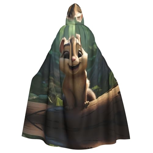 YYHWHJDE Lively Squirrel Picture Halloween Adult Hooded Cloak for Role-Playing, Costumes, and Theme Parties von YYHWHJDE