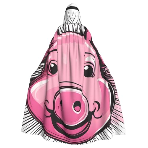 YYHWHJDE Lustiger rosa Schweinegesicht-Druck, Halloween, Erwachsenen-Kapuzenumhang für Partys und Kostüme YYHWHJDE Lustiger rosa Schweinegesicht-Druck, Halloween, Erwachsenen-Kapuzenumhang für Partys und Kostüme von YYHWHJDE