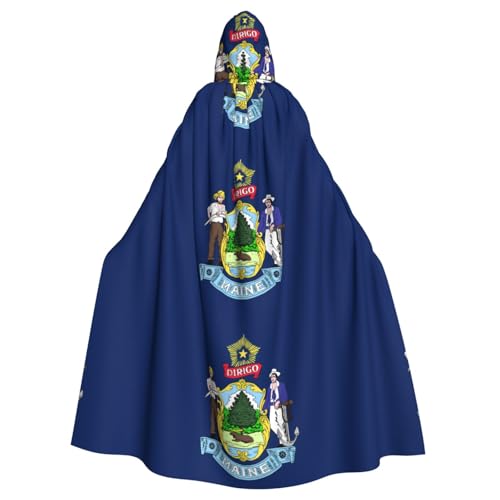 YYHWHJDE Maine State Flag Printing Halloween Adult Hooded Cloak for Parties and Costume Events von YYHWHJDE