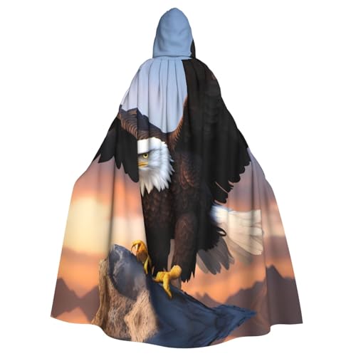 YYHWHJDE Mighty Weißkopfseeadler bedruckter Kapuzenumhang für Erwachsene, geeignet für Halloween, Cosplay-Kostüme, Weihnachten von YYHWHJDE