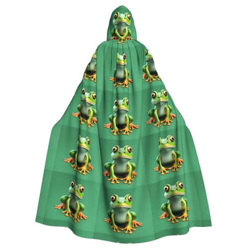 YYHWHJDE Niedlicher Frosch-Aufdruck, Kapuzenumhang für Erwachsene, geeignet für Halloween, Cosplay-Kostüme, Weihnachtsfeiern von YYHWHJDE