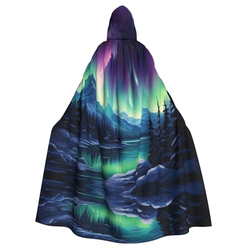 YYHWHJDE Northern Lights Painting Pattern Adult Hooded Cape Hooded Cloak Suitable for Halloween, Cosplay Costumes, Christmas parties von YYHWHJDE