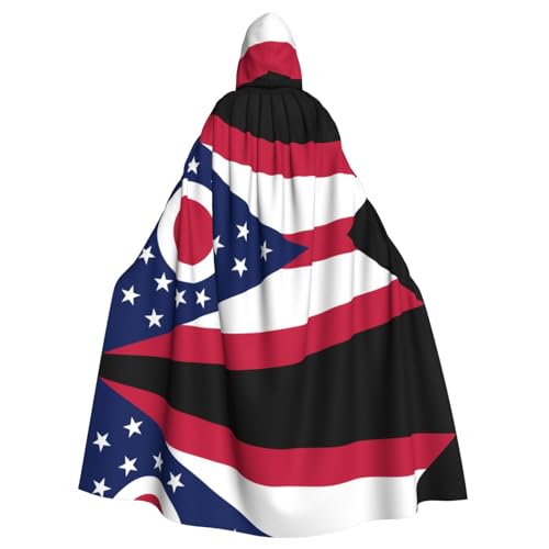 YYHWHJDE Ohio State Flag Printing Halloween Adult Hooded Cloak for Parties and Costume Events von YYHWHJDE