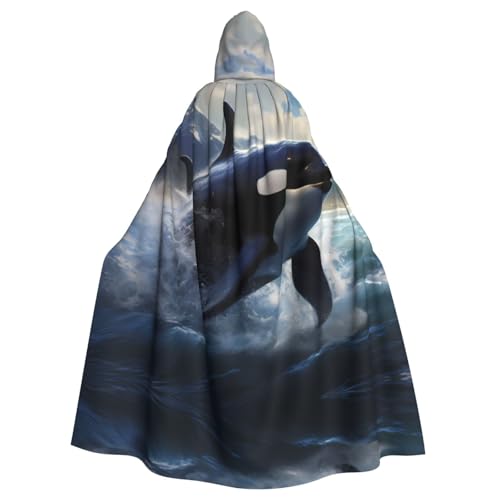 YYHWHJDE Orca Killer Whale Picture Adult Hooded Cape Hooded Cloak Suitable for Halloween, cosplay costumes, Christmas parties von YYHWHJDE