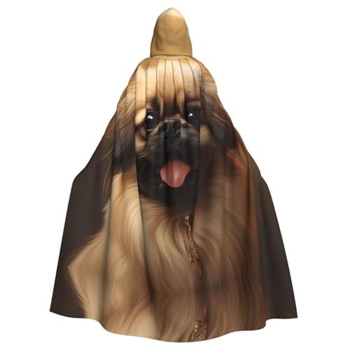 YYHWHJDE Pekinese Hunde-Aufdruck, Erwachsenen-Kapuzenumhang, geeignet für Halloween, Cosplay-Kostüme, Weihnachten von YYHWHJDE