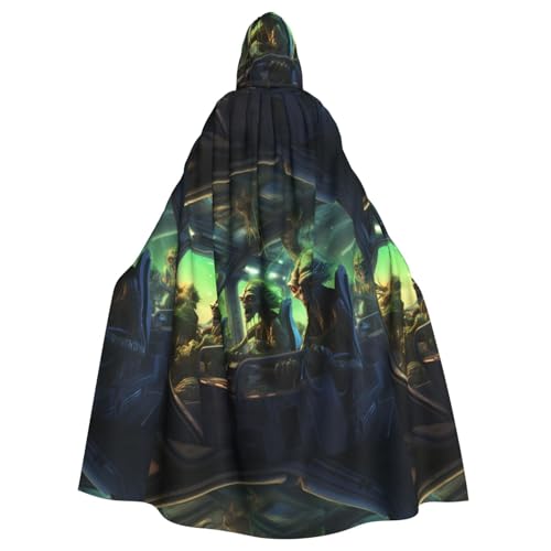 YYHWHJDE Raumschiff Alien-Muster Halloween Erwachsene Kapuzenumhang Umhang Umhang für Rollenspiele, Bühnenkostüme, Partys Pflegeleicht YYHWHJDE Raumschiff Alien-Muster Halloween Erwachsene Kapuzenumhang Umhang Umhang für Rollenspiele, Bühnenkostüme, Partys Pflegeleicht von YYHWHJDE