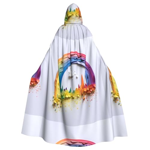 YYHWHJDE Regenbogen auf weißem Papiermuster, Halloween-Umhang mit Kapuze für Erwachsene, für Rollenspiele, Bühnenkostüme, Partys, pflegeleicht YYHWHJDE Regenbogen auf weißem Papiermuster, Halloween-Umhang mit Kapuze für Erwachsene, für Rollenspiele, Bühnenkostüme, Partys, pflegeleicht von YYHWHJDE