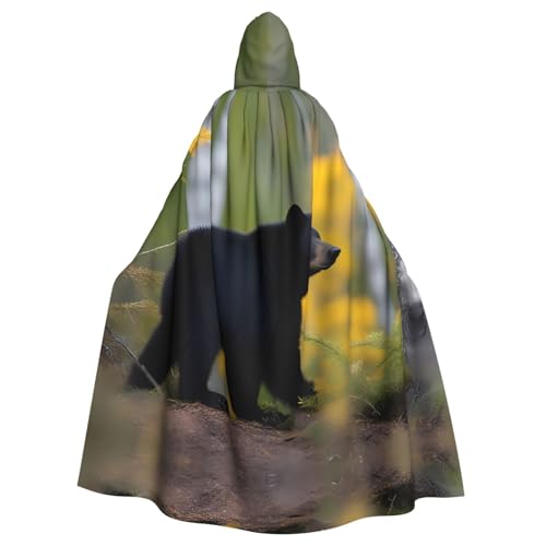 YYHWHJDE Rge and Small Black Bears Picture Halloween Adult Hooded Cloak for Role-Playing, Costumes, and Theme Parties von YYHWHJDE