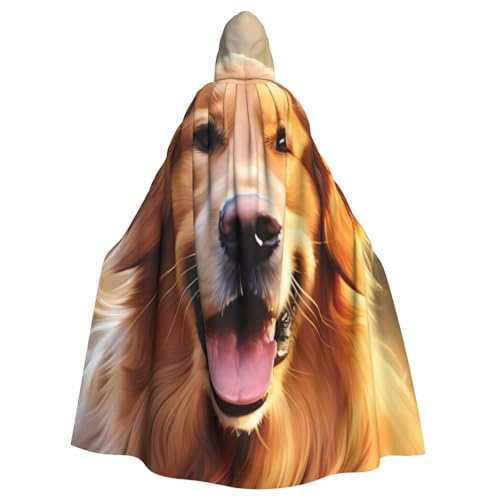 YYHWHJDE Schöner Golden Retriever Hundebild, Kapuzenumhang für Erwachsene, geeignet für Halloween, Cosplay-Kostüme, Weihnachtsfeiern von YYHWHJDE