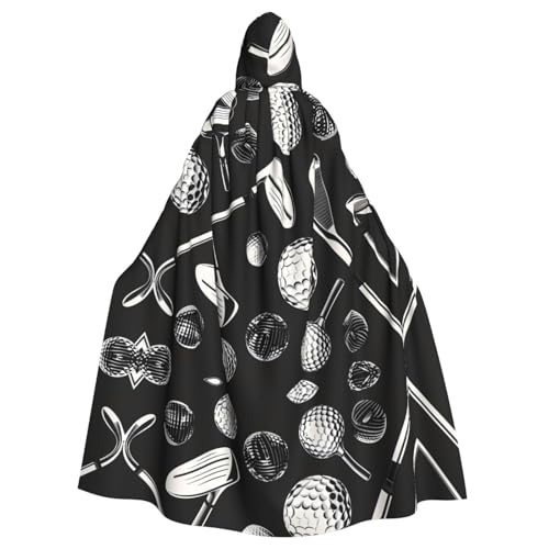 YYHWHJDE Schwarz-Weiß-Golf-Aufdruck, Halloween-Umhang mit Kapuze für Erwachsene für Partys und Kostüme YYHWHJDE Schwarz-Weiß-Golf-Aufdruck, Halloween-Umhang mit Kapuze für Erwachsene für Partys und Kostüme von YYHWHJDE