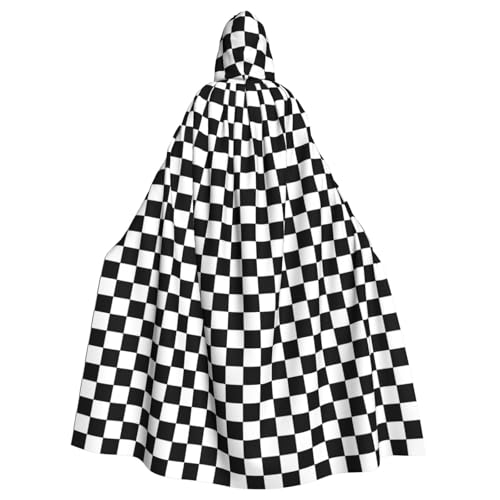 YYHWHJDE Schwarz-weißes kariertes Muster, Halloween-Umhang mit Kapuze für Erwachsene, super großer Kapuzenumhang ohne Reißverschluss YYHWHJDE Schwarz-weißes kariertes Muster, Halloween-Umhang mit Kapuze für Erwachsene, super großer Kapuzenumhang ohne Reißverschluss von YYHWHJDE