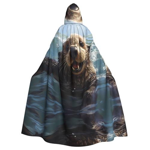 YYHWHJDE Sea Otter Prints Kapuzenumhang für Erwachsene, geeignet für Halloween, Cosplay-Kostüme, Weihnachtsfeiern von YYHWHJDE