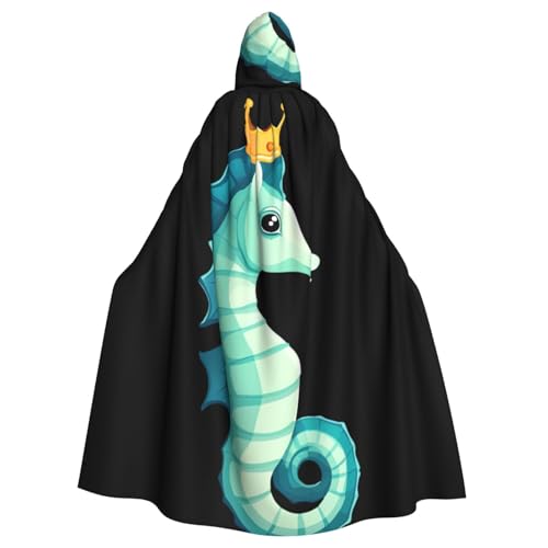 YYHWHJDE Seepferdchen mit Kronenmuster, Halloween-Umhang mit Kapuze, kein Reißverschluss, bequem für Kostümpartys YYHWHJDE Seepferdchen mit Kronenmuster, Halloween-Umhang mit Kapuze, kein Reißverschluss, bequem für Kostümpartys von YYHWHJDE