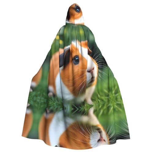 YYHWHJDE Süßer Meerschweinchen-Druck für Erwachsene, hochwertiger Kapuzenumhang mit Kapuze, geeignet für Halloween, Cosplay-Kostüme, Weihnachten von YYHWHJDE