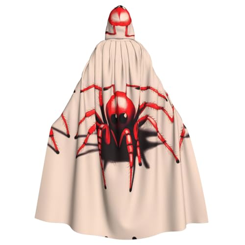 YYHWHJDE Süßes kleines rotes Spinnenmuster, Kapuzenumhang für Erwachsene, geeignet für Halloween, Cosplay-Kostüme, Weihnachtsfeiern von YYHWHJDE