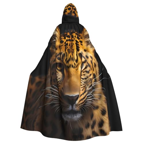 YYHWHJDE The Deep Eyed Leopard Picture Halloween Adult Hooded Cloak for Role-Playing, Costumes, and Theme Parties von YYHWHJDE