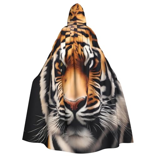 YYHWHJDE Tiger Face Picture Adult Hooded Cape Hooded Cloak Suitable for Halloween, cosplay costumes, Christmas parties von YYHWHJDE