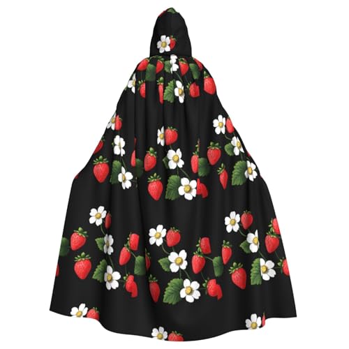 YYHWHJDE Umhang mit Kapuze für Erwachsene, Erdbeer-Blumenmuster, für Rollenspiele, Bühnenkostüme, Partys, pflegeleicht YYHWHJDE Umhang mit Kapuze für Erwachsene, Erdbeer-Blumenmuster, für Rollenspiele, Bühnenkostüme, Partys, pflegeleicht von YYHWHJDE