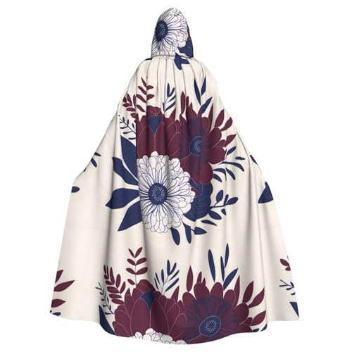 YYHWHJDE Umhang mit Kapuze für Erwachsene, Kastanienbraun und Marineblau, Blumenmuster, kein Reißverschluss, bequem für Kostümpartys YYHWHJDE Umhang mit Kapuze für Erwachsene, Kastanienbraun und Marineblau, Blumenmuster, kein Reißverschluss, bequem für Kostümpartys von YYHWHJDE