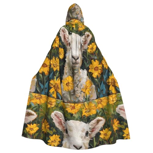 YYHWHJDE Umhang mit Kapuze für Erwachsene, Motiv: Lamm in den gelben Blumen, kein Reißverschluss, bequem für Kostümpartys YYHWHJDE Umhang mit Kapuze für Erwachsene, Motiv: Lamm in den gelben Blumen, kein Reißverschluss, bequem für Kostümpartys von YYHWHJDE