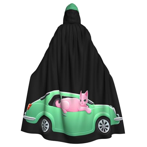 YYHWHJDE Umhang mit Kapuze für Erwachsene, Motiv: rosa Kätzchen und grünes Auto, kein Reißverschluss, bequem für Kostümpartys YYHWHJDE Umhang mit Kapuze für Erwachsene, Motiv: rosa Kätzchen und grünes Auto, kein Reißverschluss, bequem für Kostümpartys von YYHWHJDE