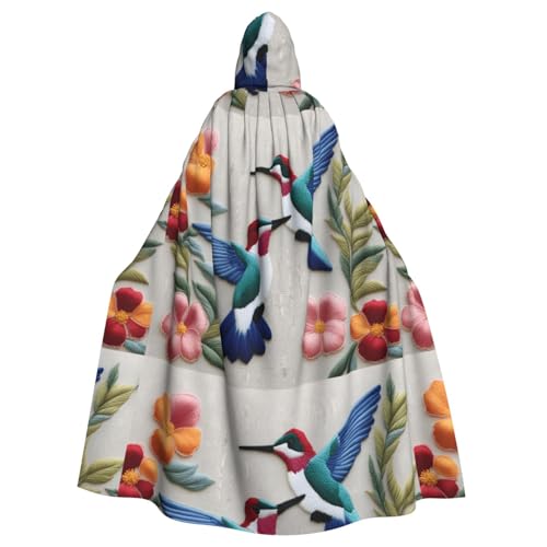YYHWHJDE Umhang mit Kapuze und Blumen-Kolibris, Stickmuster, Halloween, Erwachsene, ohne Reißverschluss, bequem für Kostümpartys YYHWHJDE Umhang mit Kapuze und Blumen-Kolibris, Stickmuster, Halloween, Erwachsene, ohne Reißverschluss, bequem für Kostümpartys von YYHWHJDE