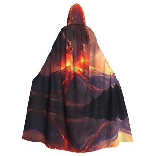 YYHWHJDE Volcanic Eruptions Picture Adult Hooded Cape Hooded Cloak Suitable for Halloween, cosplay costumes, Christmas parties von YYHWHJDE