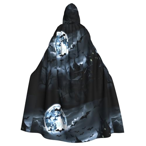 YYHWHJDE Vollmond Fledermausmuster Halloween Erwachsene Kapuzenumhang Umhang Umhang für Rollenspiele, Bühnenkostüme, Partys, pflegeleicht YYHWHJDE Vollmond Fledermausmuster Halloween Erwachsene Kapuzenumhang Umhang Umhang für Rollenspiele, Bühnenkostüme, Partys, pflegeleicht von YYHWHJDE