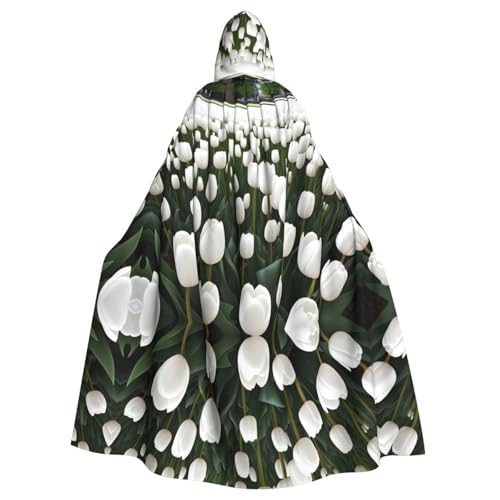 YYHWHJDE Weiße Tulpen Blumen Drucke Halloween Erwachsene Kapuzenumhang für Partys und Kostüme YYHWHJDE Weiße Tulpen Blumen Drucke Halloween Erwachsene Kapuzenumhang für Partys und Kostüme von YYHWHJDE