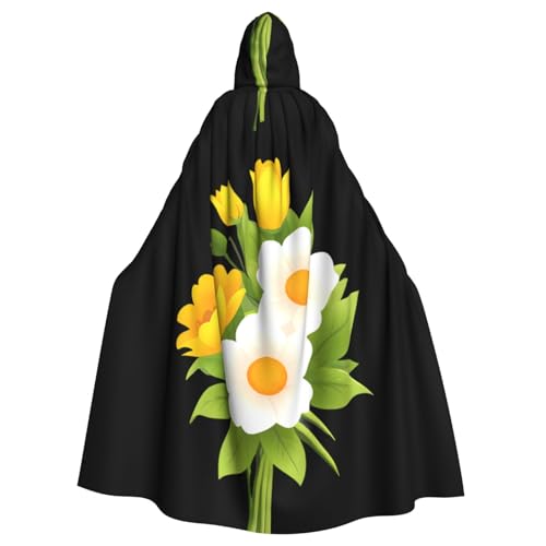 YYHWHJDE Wunderschöner Blumenstrauß-Muster, Halloween-Umhang mit Kapuze für Erwachsene, für Rollenspiele, Bühnenkostüme, Partys, pflegeleicht YYHWHJDE Wunderschöner Blumenstrauß-Muster, Halloween-Umhang mit Kapuze für Erwachsene, für Rollenspiele, Bühnenkostüme, Partys, pflegeleicht von YYHWHJDE