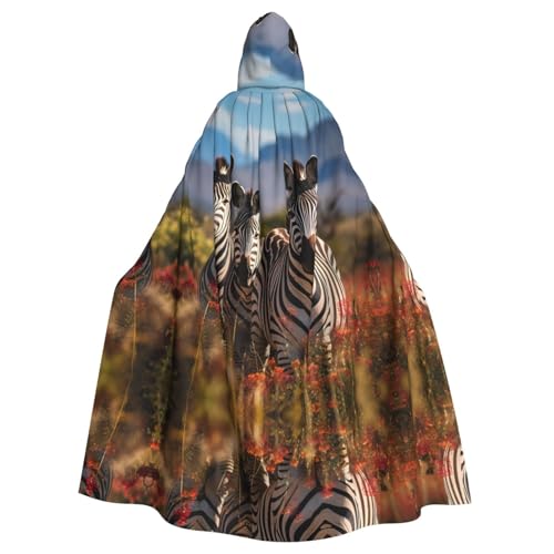 YYHWHJDE Zebras on South Africa Prints Kapuzenumhang für Erwachsene, hochwertig, geeignet für Halloween, Cosplay-Kostüme, Weihnachten von YYHWHJDE