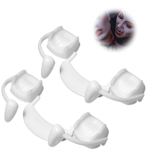 2 Stücke Halloween Vampir Fangs Kit, Vampir Fangs Kit Vampire Zähne Gefälschte Zahnersatz Kunststoff, Wiederverwendbare Halloween Zähne, für Cosplay Party Requisiten Halloween Party Zähne Requisiten von YYQXHSA