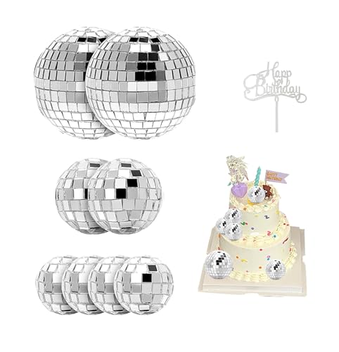 8 x Discokugel-Cupcake-Topper, 1970er-Jahre, Discokugel, Happy Birthday-Kuchenaufsatz, Kuchenspieße, Disco-Thema, Kuchendekorationen für 70er und 80er Jahre, Disco-Musik, Tanz, von YYaaloa