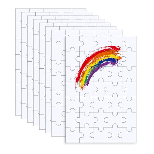 YZROHYI 8 Stück Blanko Puzzle zum Bemalen 35 Teile,DIY Puzzle zum Selber Gestalten Holz,Puzzle Ausmalen Kinder,Puzzleteile Basteln,Puzzle Selbst Bedrucken,Puzzle Personalisiert für DIY - 10 x 15 cm von YZROHYI