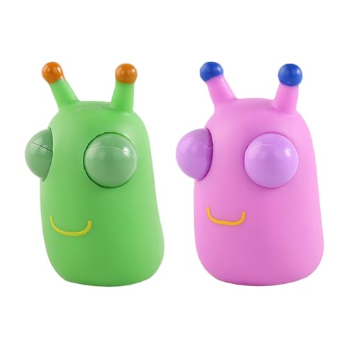 YZZT 2PCS Green Worm Grünes Würmchen Veg-Käfer Stress-Spielzeug, Käfer mit Augen vorst., Quetschspielzeug, Beliebte Insekten-Stress-Spielzeug, Stress-Bälle für Erwachsene & Kinder von YZZT