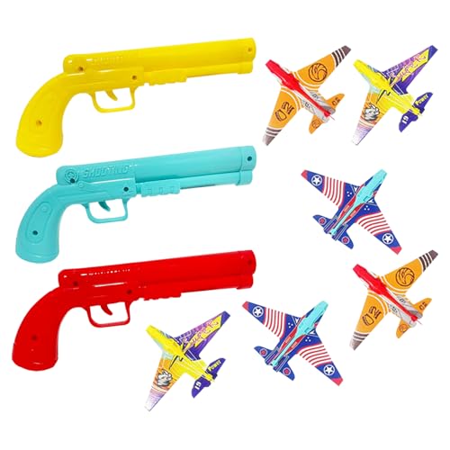 YZZT 3-Teespielzeugstarten, 6 Flugzeuge! Glider, Flugzeugstarter, kostenlose Stickers, lustiges Outdoor-Spiel - für Kinder ab 4 Jahren von YZZT