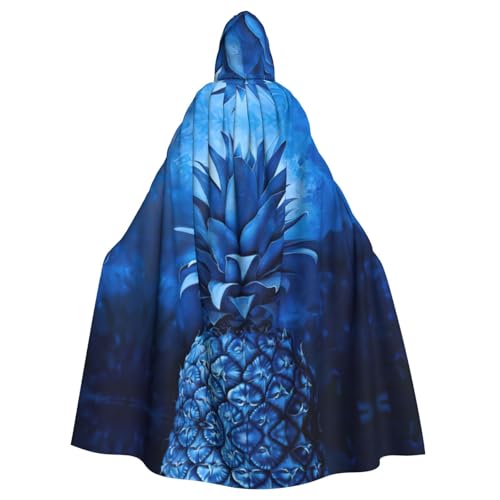 YaWea Blauer Ananas-Aufdruck, Unisex-Kapuzenumhang, leichter Zauberer-Umhang, für Halloween, Cosplay-Kostüme von YaWea