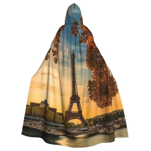 YaWea Eiffelturm Paris, Herbstdruck, Unisex, Kapuzenumhang, leichter Zauberer-Umhang, für Halloween, Cosplay-Kostüme von YaWea