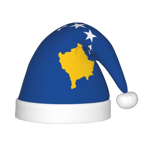 YaWea Flagge des Kosovo-Drucks, Weihnachtsmütze, Weihnachtsmannmütze, Weihnachtsmütze für Weihnachtsdekoration von YaWea