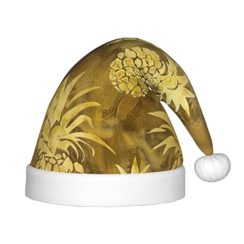 YaWea Goldener Ananas-Hintergrund, Weihnachtsmannmütze, Weihnachtsmütze, Weihnachtsmannmütze, Weihnachtsdekoration von YaWea