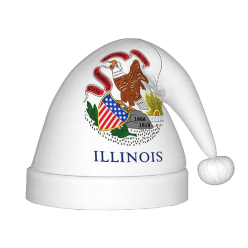 YaWea Illinois State Flag Print Xmas Party Hats Christmas Santa Hat Christmas Hats for Christmas Decor von YaWea