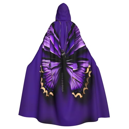 YaWea Kapuzenumhang mit süßem violettem Schmetterlings-Aufdruck, leichter Zauberer-Umhang, für Halloween, Cosplay-Kostüme von YaWea