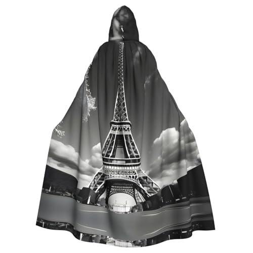 YaWea Paris Eiffelturm und Wolkenaufdruck, Unisex-Kapuzenumhang, leichter Zauberer-Umhang, für Halloween, Cosplay-Kostüme von YaWea