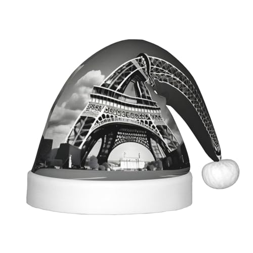 YaWea Paris Eiffelturm und Wolkenaufdruck, Weihnachtsmütze, Weihnachtsmannmütze, Weihnachtsmütze für Weihnachtsdekoration von YaWea