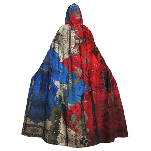 YaWea Puerto Rico Unisex Kapuzenumhang mit Tapetenflagge, leichter Zauberer-Umhang, für Halloween, Cosplay-Kostüme von YaWea